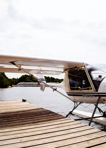 Vol en hydravion Décollage en hydravion sur le lac de Biscarrosse